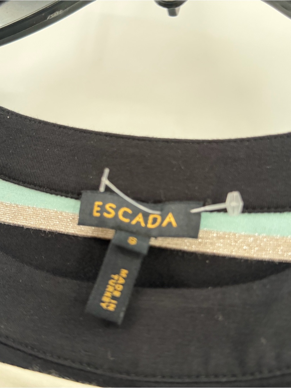 Escada Blue & White Striped Boatneck Top, size Small, Like New!! - Picture 3 of 9